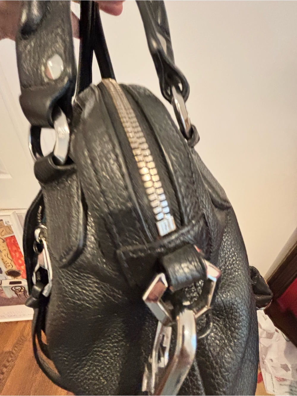 Oryany “Trina” Italian Black Leather Satchel Handbag - Picture 4 of 8